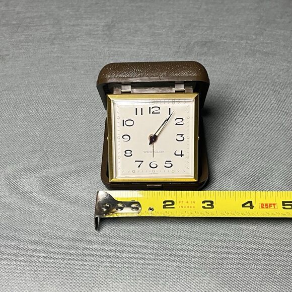 Vintage Westclox Folding Clock Mechanical Wind Travel Alarm Clock-Brown-Working - Picture 5 of 12